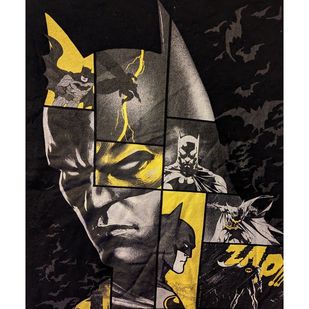Batman Black Zap T-Shirt Size XL Bat 80th Panels Anniversary Dye Sublimation